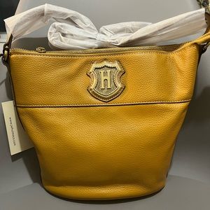 JW Hulme CREST HERITAGE Leather Bucket Crossbody Bag in Mustard